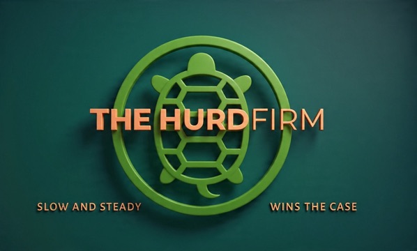 The Hurd Firm turtle logo with the words Slow and Steady Wins the Case